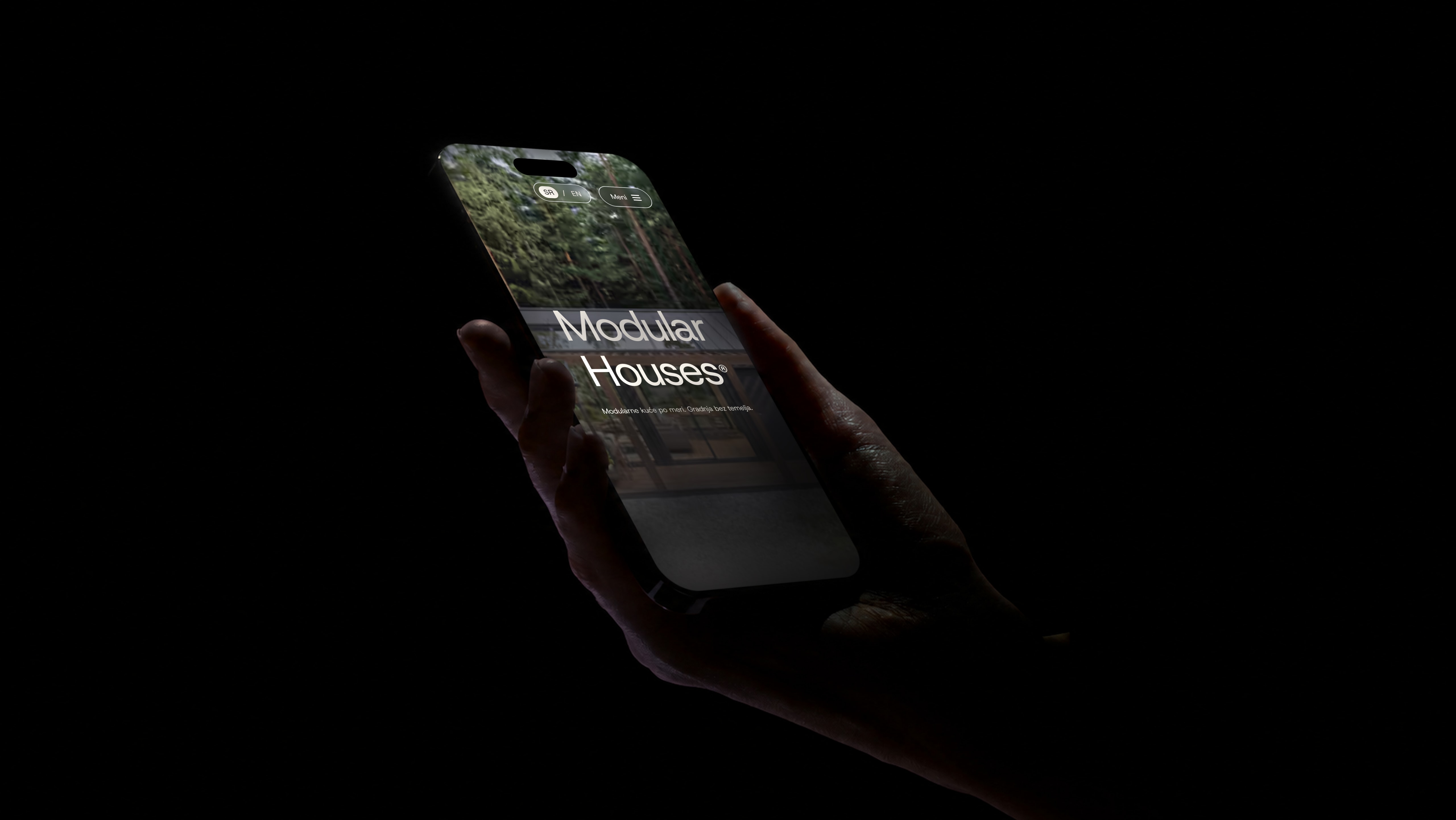Modular Houses website on a phone